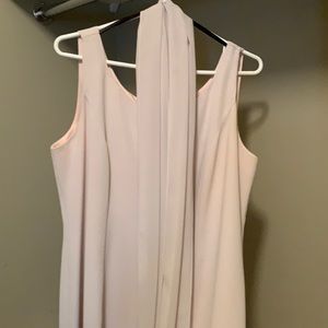 Full Length Cream Sheath Dress with Matching Scarf